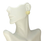 Womens Heart Studs 14k Gold Plated Baguette Round Cz Bling Screw Back Earrings