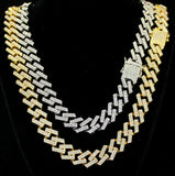 14mm Iced Square Miami Cuban Link 14k Gold Plated 7"-30" CZ Necklace Hip Hop