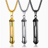 Stainless Steel Mini Glass Urn Pendant Necklace Cremation Memorial Ashes