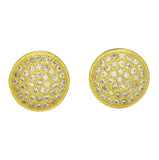 Mens Round Studs Cz Hip Hop 14k Gold Plated Screw Back Earrings