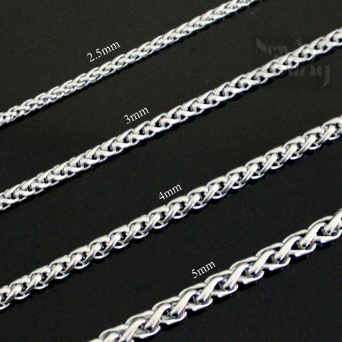 Stainless Steel Keel Wheat Braided Chain Bracelet Necklace Men Women 16"-26"