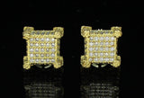 Mens Iced Cubed Studs 14k Gold Plated Cz Hip Hop Screw Back 10mm Earrings