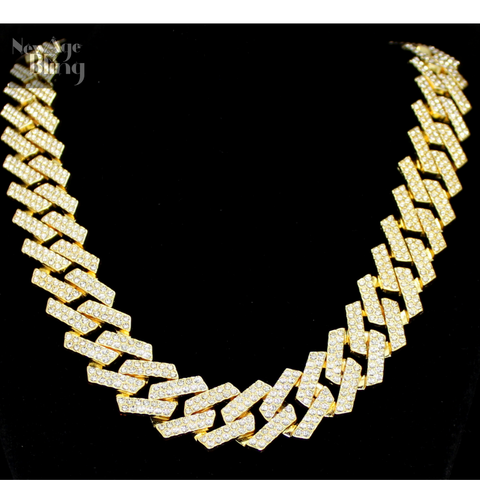 20mm Iced Square Miami Cuban Link 14k Gold Plated 7"-30" Cubic Zirconia Necklace