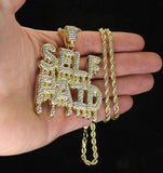Self Paid Iced Cz Pendant 14k Gold or Silver Plated 24" Necklace Hip Hop Jewelry
