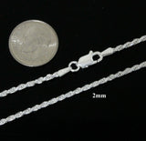 Real Italian Solid Sterling 925 Silver Diamond Cut Rope Chain Unisex Necklace