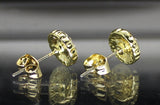 Men Women CZ Earrings Round Iced 9mm Studs Gold Plated Hip Hop Stainless Steel