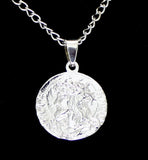 Jesus Religious Pendant Set with Serenity Prayer 24" Silver Plated Necklace