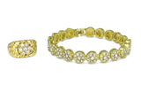 Mens 2 pc Cluster Cz Bracelet Ring Set 14k Gold Plated Iced Hip Hop Fashion