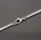 Stainless Steel Keel Wheat Braided Chain Bracelet Necklace Men Women 16"-26"