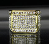Mens Iced Pinky Ring Cz Band 14k Gold Plated Hip Hop Jewelry