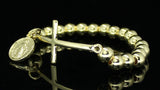 Men Women Cross Bead Stretch Bracelet 18k Gold Plated Hip Hop Fashion