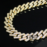20mm Iced Square Miami Cuban Link 14k Gold Plated 7"-30" Cubic Zirconia Necklace