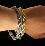 Mens 10mm Rope 9 inch Bracelet Gold Plated Chunky Hip Hop Fashion