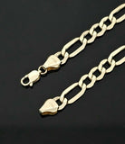 10K Yellow Gold 1.5mm-5mm Figaro Chain Necklace Bracelet 7"- 24"