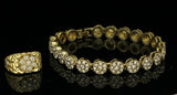 Mens 2 pc Cluster Cz Bracelet Ring Set 14k Gold Plated Iced Hip Hop Fashion