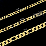Gold Plated Stainless Steel Figaro Chain 16"- 30" Men Women Necklace 3-12mm