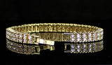 Mens Womens 2 Row Cz Tennis Bracelet 14k Gold Plated 8 inch