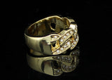 Mens Cuban Link Pinky CZ Ring 14k Gold Plated Hip Hop Jewelry Size 5-12