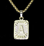 A-Z Letter Initial Necklace Womens Mens 14k Gold Plated Pendant 24" Box Chain