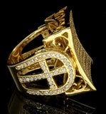 Mens Cubic Zirconia Pinky Ring Kite Design 18k Gold Plated Cz Rapper Hip Hop