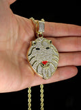 Mens Cz Mighty Lion Pendant 14k Gold or Silver Plated 24" Rope Necklace Hip Hop