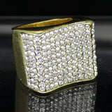 Mens Concave Pinky Ring Icy Cz Band 14k Gold Plated Hip Hop Fashion