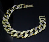 Mens CZ Bracelet Anklet Miami Cuban Link 14k Gold Plated Hip Hop 7-10 inch