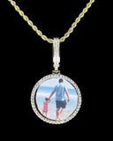 Picture + Glass Included Icy CZ Custom Photo Pendant 14k Gold Plated Necklace