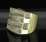 Mens Icy Pinky Ring Cz Band 14k Gold Plated Hip Hop Jewelry