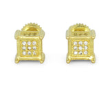 Mens Womens Cubed 6mm Studs 14k Gold Plated Cz Screw Back Earrings