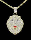 Mens Cz Mighty Lion Pendant 14k Gold or Silver Plated 24" Rope Necklace Hip Hop