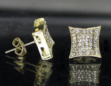 Men Women CZ Earrings Kite Design Iced 12mm Studs 14k Gold Plated HipHop Fashion