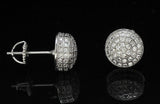Mens Round Domed CZ Studs 10mm 14k Gold Plated Screw On Earrings Hip Hop