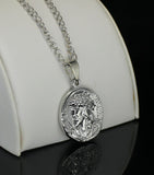 Jesus Religious Pendant Set with Serenity Prayer 24" Silver Plated Necklace