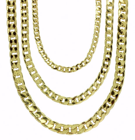 Mens Miami Cuban Link 14k Gold Plated Necklace 16"- 30" Chain