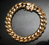 Stainless Steel Mens Necklace Cuban Curb Link Heavy Solid Chain 18k Gold Plated