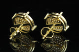 Mens Icy Round 14k Gold Plated Cz Hip Hop Screw Back Stud 10mm Earrings