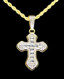 Iced CZ Cross Small Pendant Gold or Silver Plated 24" Necklace Hip Hop Jewelry