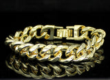 Mens Miami Cuban Link 14mm Bracelet 14k Gold Plated Hip Hop Fashion 8 inch
