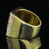 Mens Pinky Ring Iced Cz Flat Screen Square Luxury 14k Gold Plated HipHop Jewelry