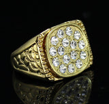 Mens Nugget Design Pinky Ring 14k Gold Plated Iced Cubic Zirconia HipHop Jewelry