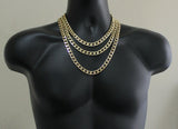 3pc Set Cuban Link Layered Choker 14k Gold Plated Men Women Hip Hop Necklaces