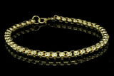 Round Box Link Bracelet/Anklet Men Women 14k Gold Plated Hip Hop 6-10 inch