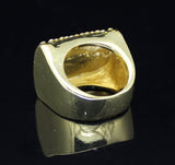 Mens Iced Pinky Ring Cz Rectangle Band 14k Gold Plated Hip Hop Jewelry