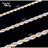 StainlessSteel Rope Chain Two Tone Plated 16"-30" Men Women Twist Necklace 2-4mm