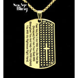 Mens Dog Tag with Prayer Gold Plated Pendant Necklace 24" Necklace Set