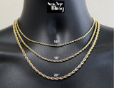 Stainless Steel Rope Chain Gold Plated 16"-30" Men Women Necklace 2-6mm