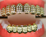 Cz 8 Teeth Top 6 Bottom Caps Grillz Teeth w/Mold 14k Gold Plated Hip Hop