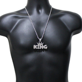 Mens Iced CZ King Pendant 14k Gold or Silver Plated 24" Necklace Hip Hop Jewelry