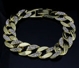 Mens CZ Bracelet Anklet Miami Cuban Link 14k Gold Plated Hip Hop 7-10 inch